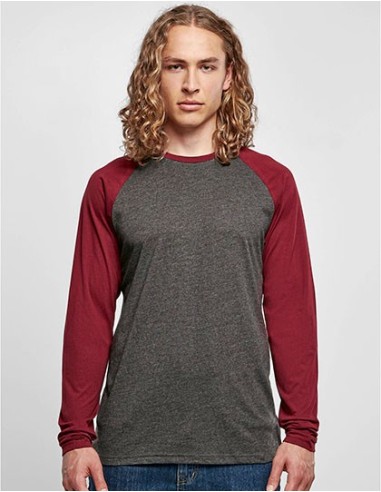 B-BB023-Mens Contrast Raglan Longsleeve T-Shirt